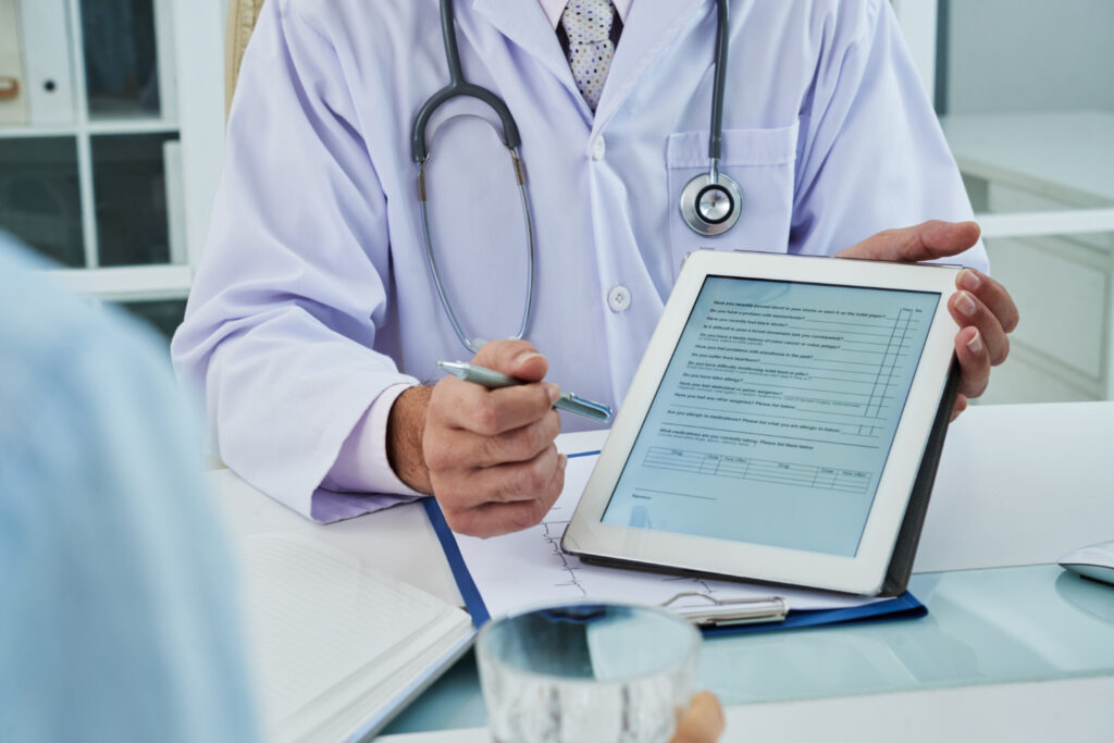 medical form preview on tab